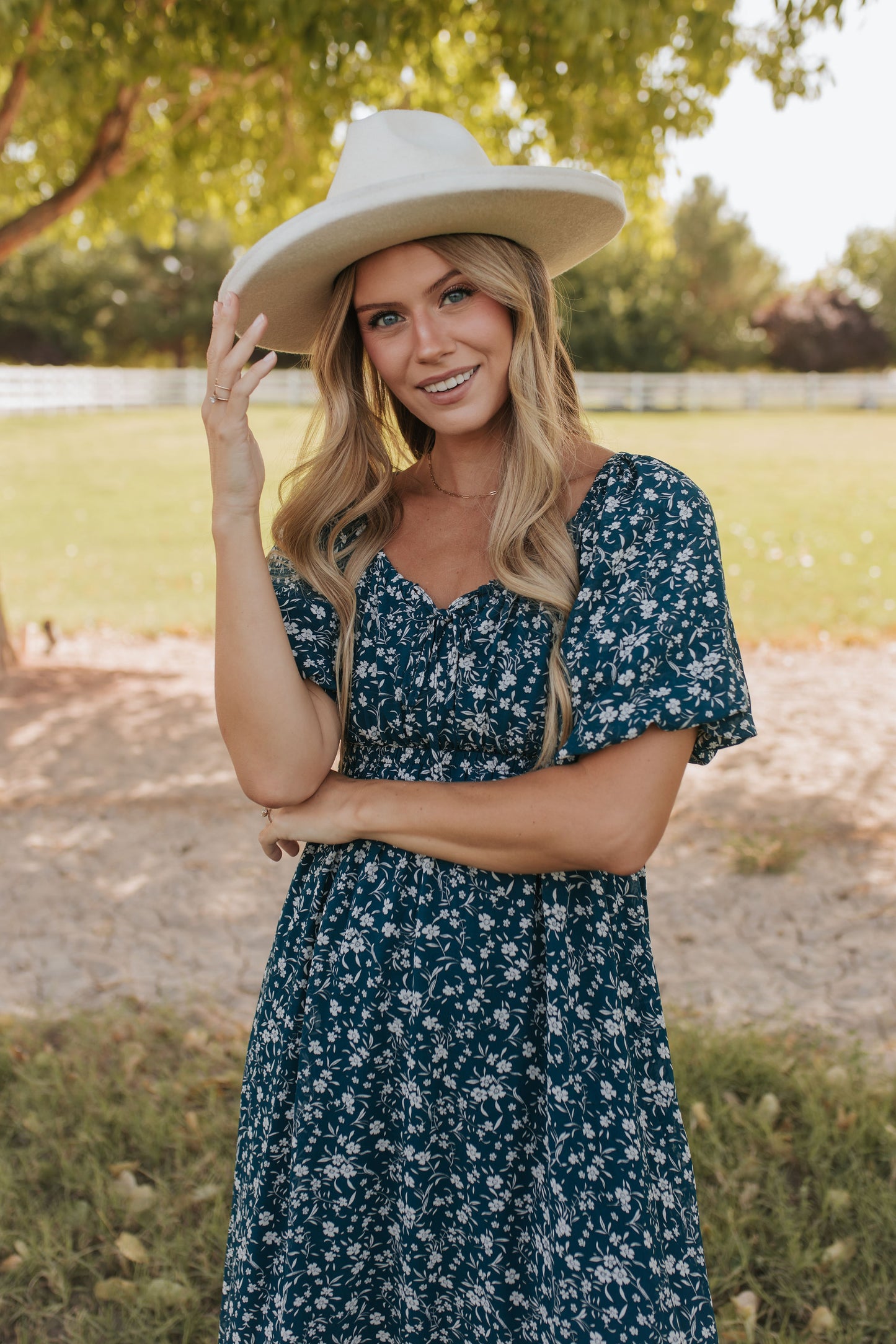 THE DELICIA FLORAL DRESS IN TEAL