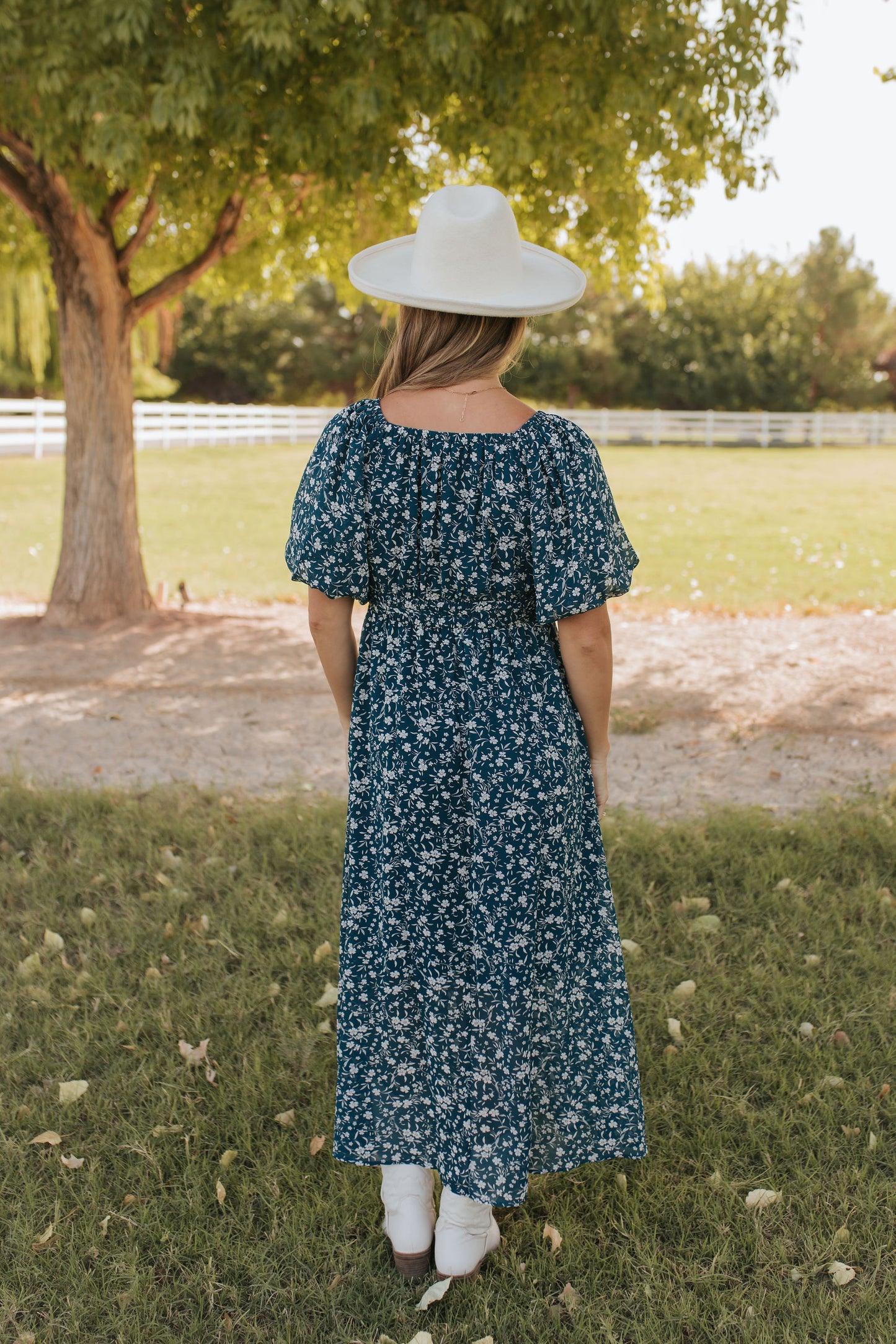 THE DELICIA FLORAL DRESS IN TEAL