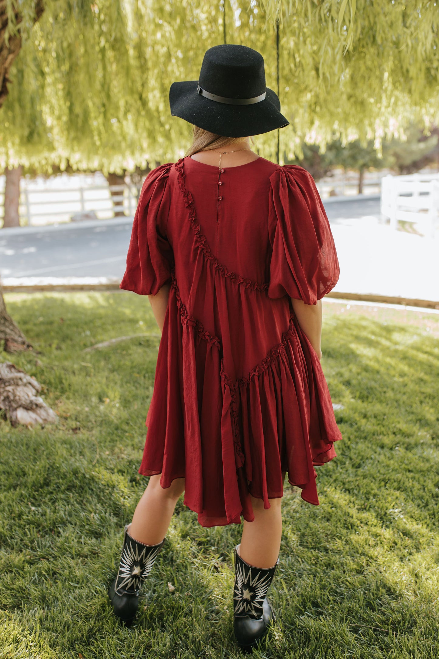 THE ISABELLE ASYMMETRICAL MINI DRESS IN BERRY