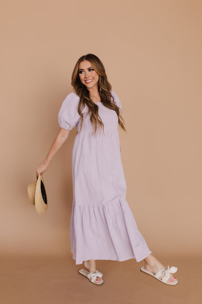 THE NAYA EMBROIDERED DRESS IN LAVENDER