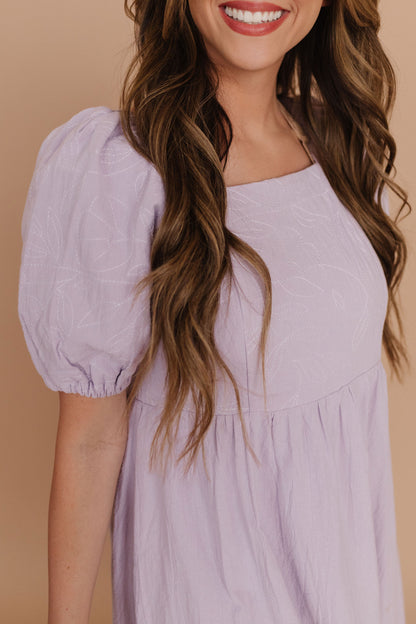 THE NAYA EMBROIDERED DRESS IN LAVENDER