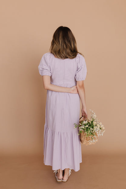 THE NAYA EMBROIDERED DRESS IN LAVENDER