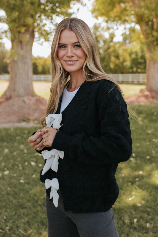 THE ANNIE BOW SWEATER IN BLACK