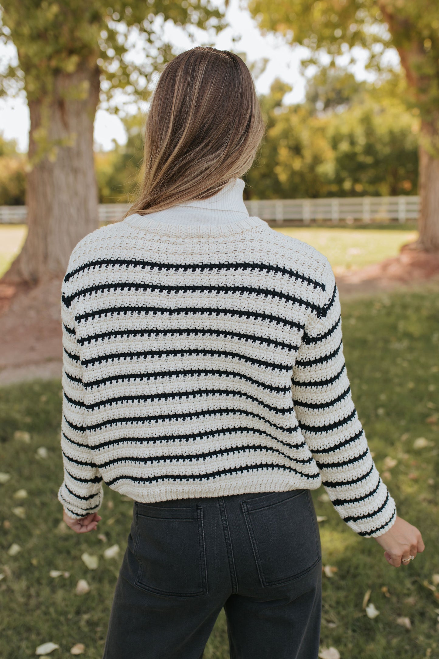 THE ELOISE CARDIGAN IN NAVY STRIPES