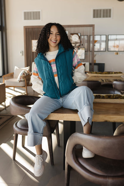 THE MAGDALINE STRIPED UNIVERSITY LONG SLEEVE IN CREAM