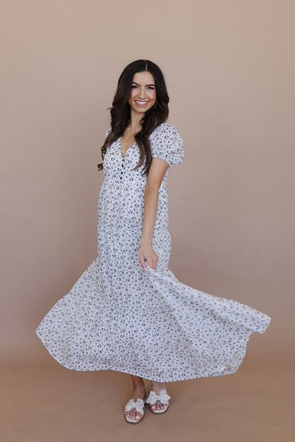 THE JULIE MAXI DRESS IN BLACK AND WHITE FLORAL