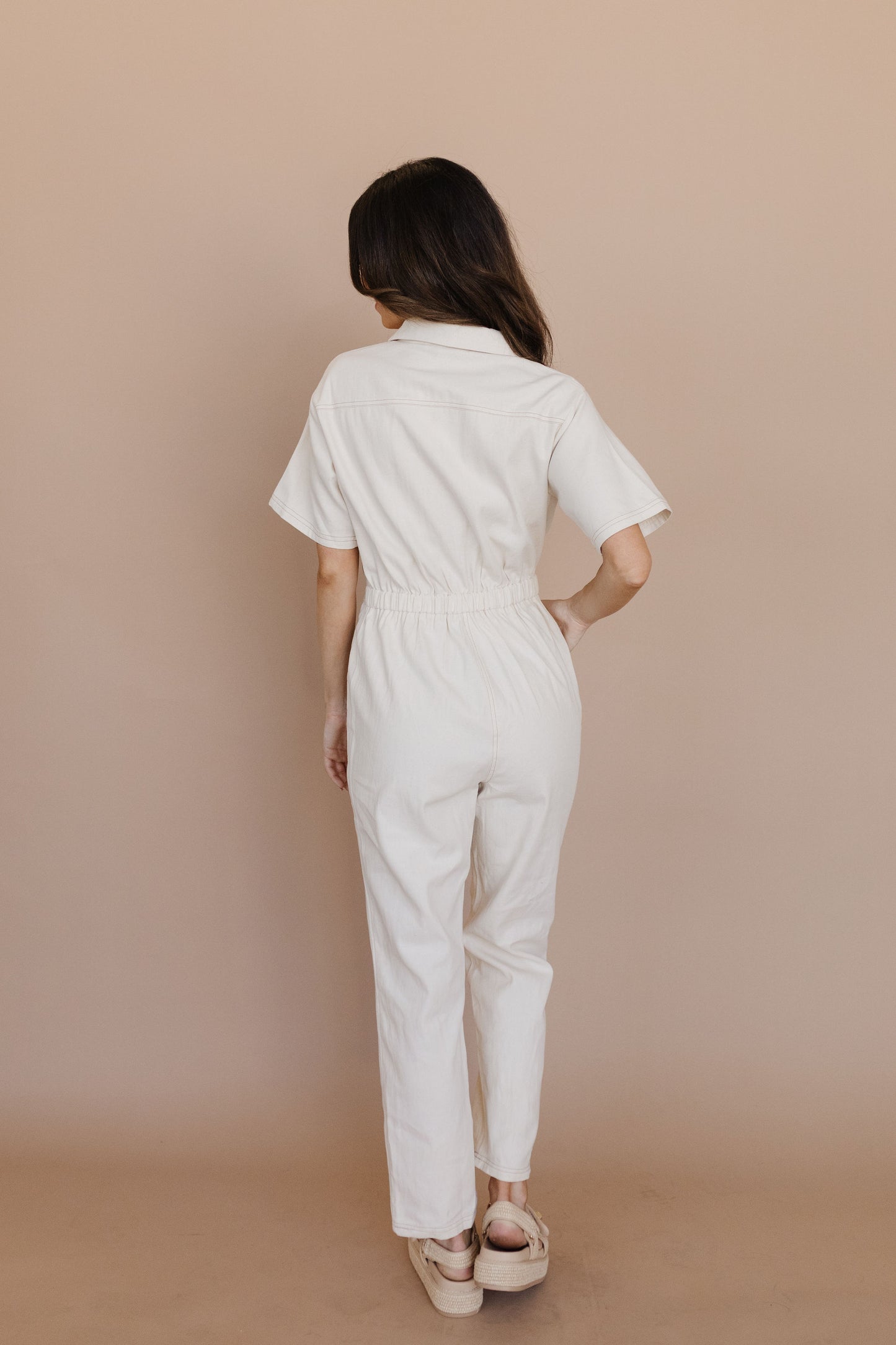 THE LIVY UTILITY JUMPSUIT IN OFF WHITE