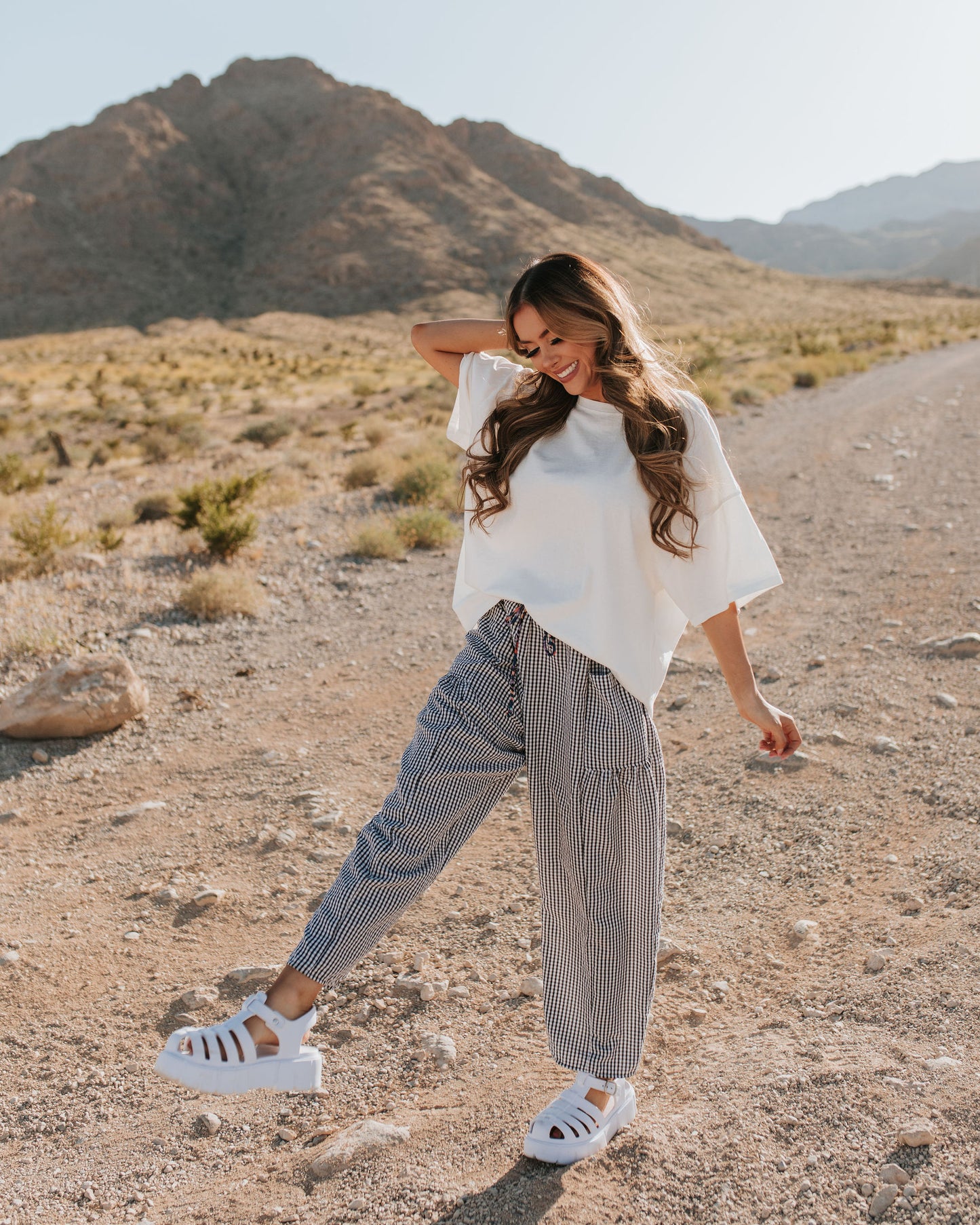 THE CAROLYN GINGHAM PANT IN BLACK AND WHITE