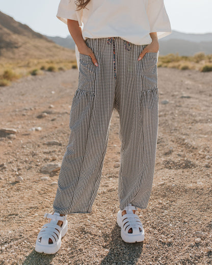 THE CAROLYN GINGHAM PANT IN BLACK AND WHITE