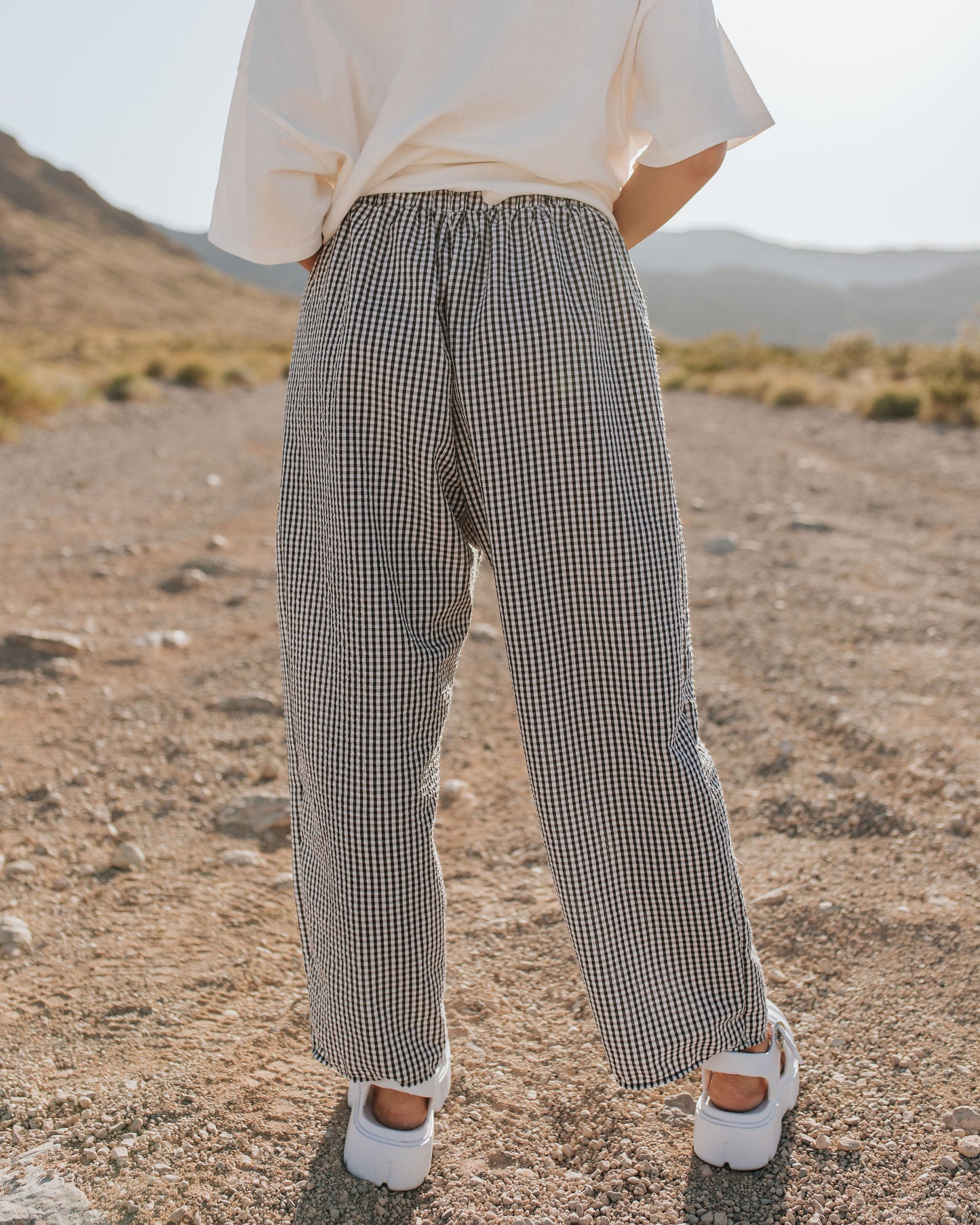 THE CAROLYN GINGHAM PANT IN BLACK AND WHITE