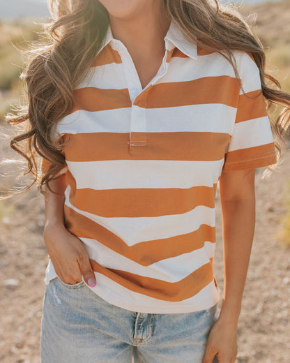 THE FRANKIE STRIPED POLO IN ORANGE