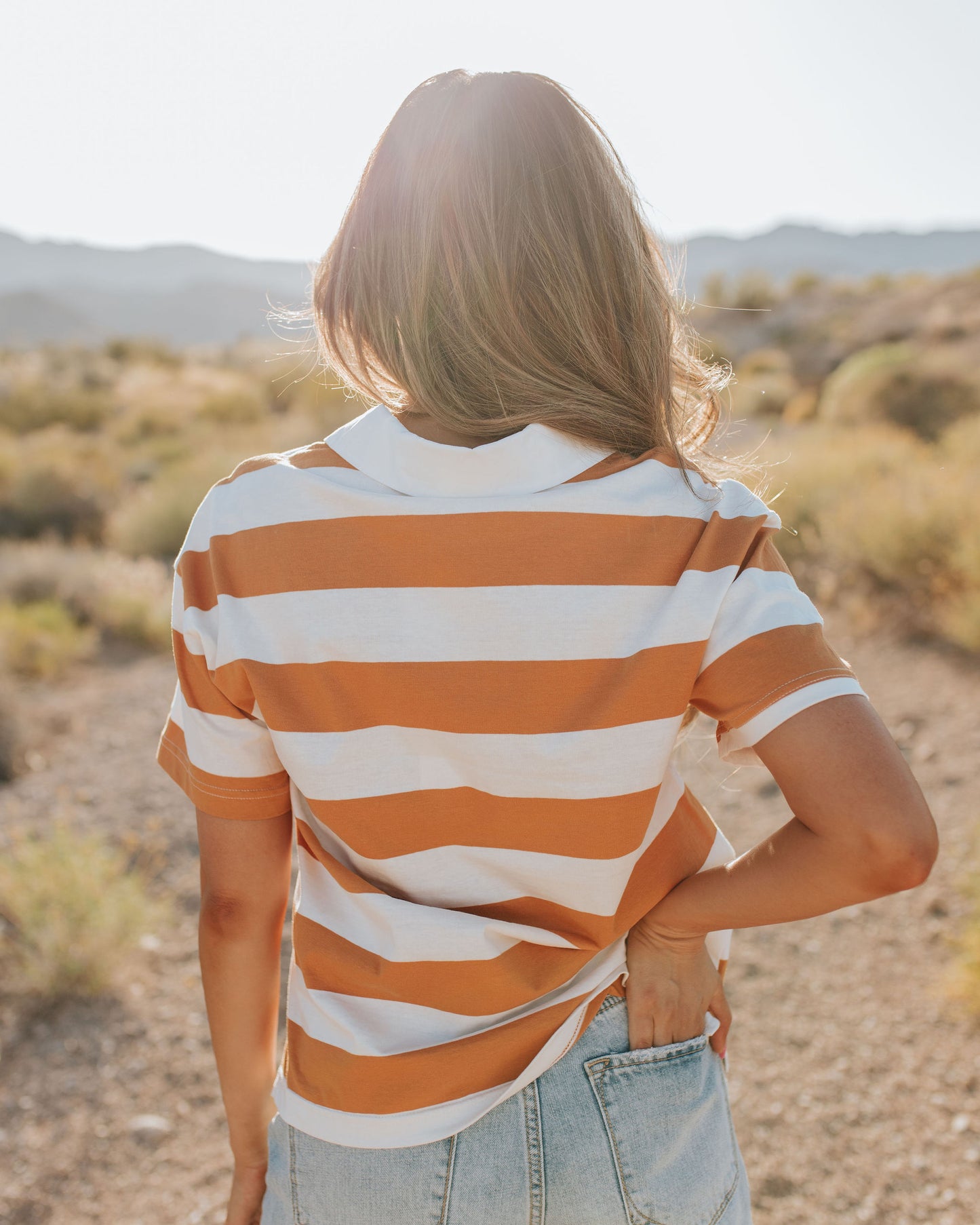 THE FRANKIE STRIPED POLO IN ORANGE