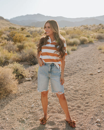 THE FRANKIE STRIPED POLO IN ORANGE