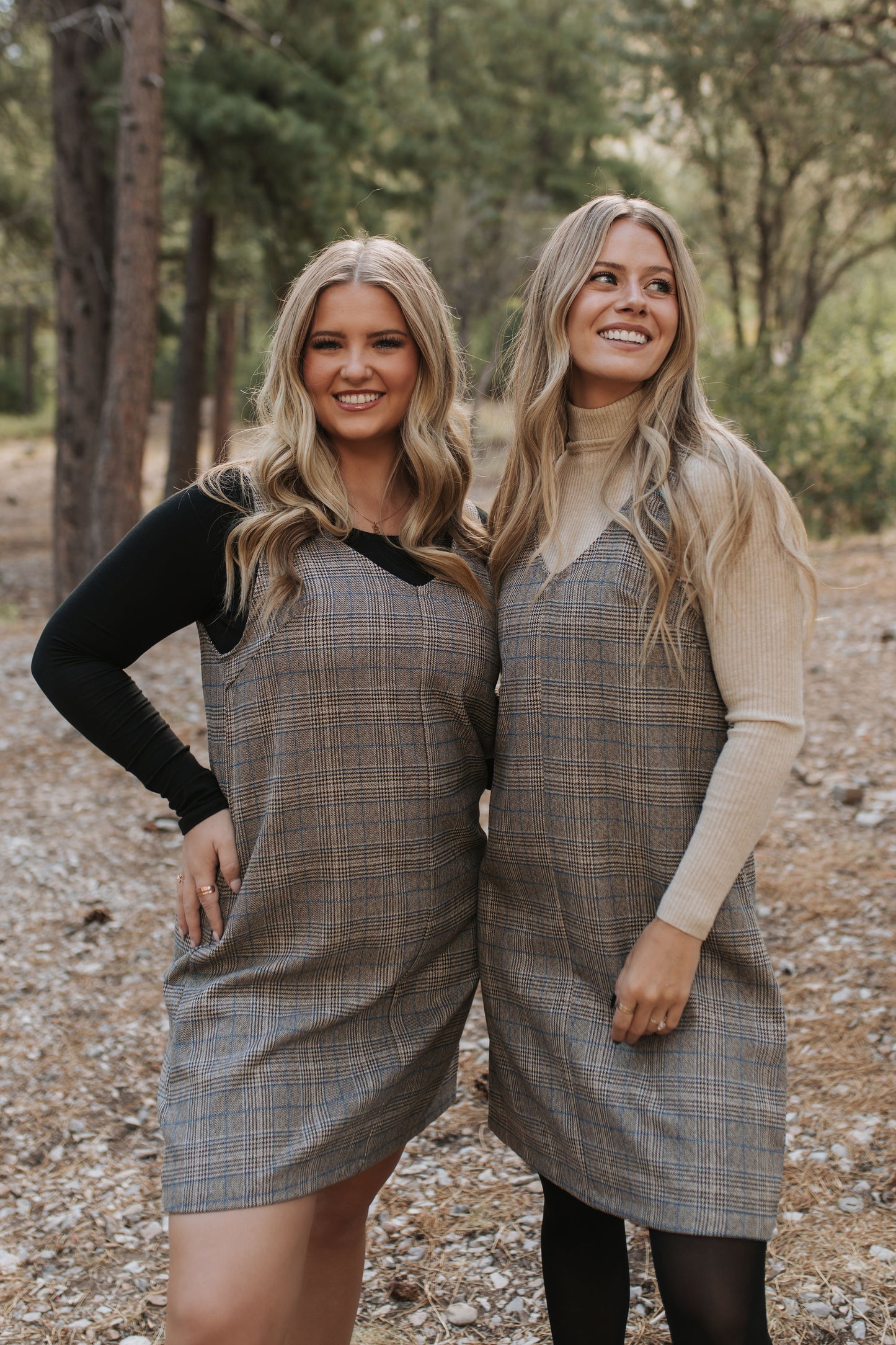 THE BLAKE OVERALL DRESS IN CHARCOAL PLAID BY BY PINK DESERT