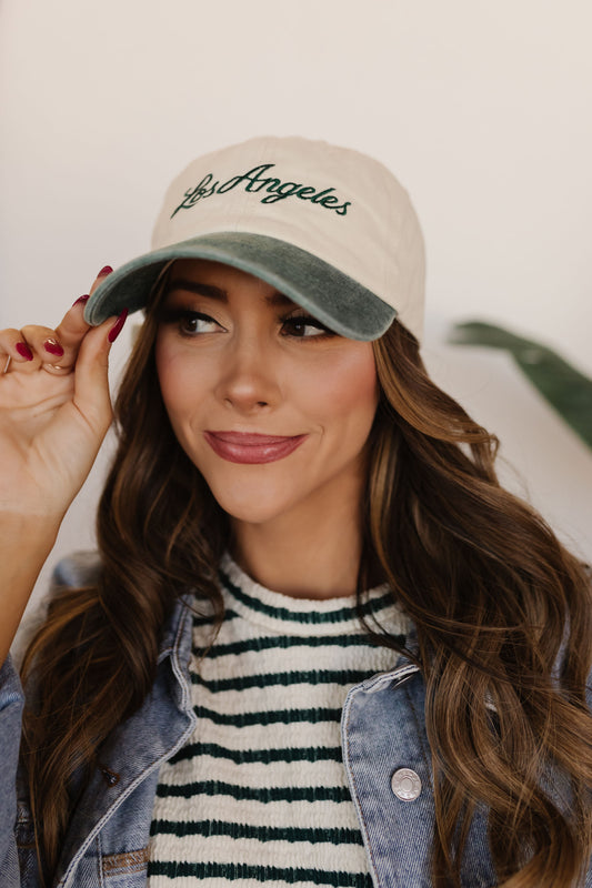 THE LA EMBROIDERED CAP IN GREEN