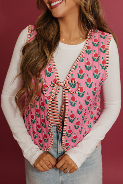 THE CAMRI TIE FRONT VEST IN FLORAL