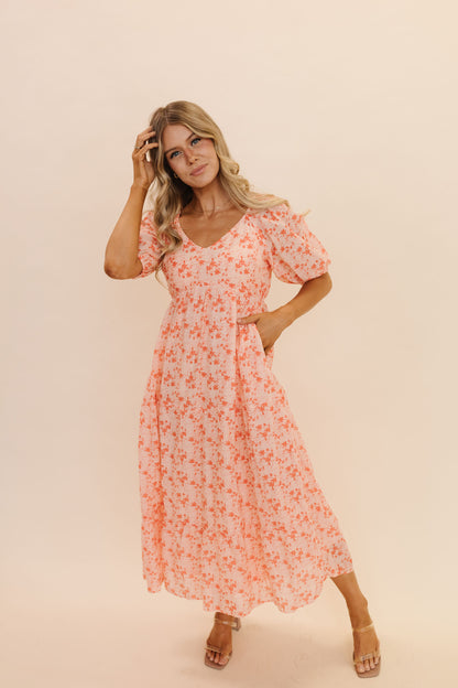 THE FIONA FLORAL TIERED MAXI DRESS IN TOMATO