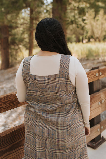 THE BLAKE OVERALL DRESS IN CHARCOAL PLAID BY BY PINK DESERT