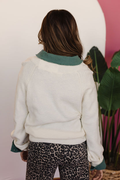 THE CORY COZY KNIT SWEATER IN CREAM