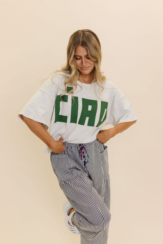 THE CIAO GRAPHIC CROPPED TEE IN GREY