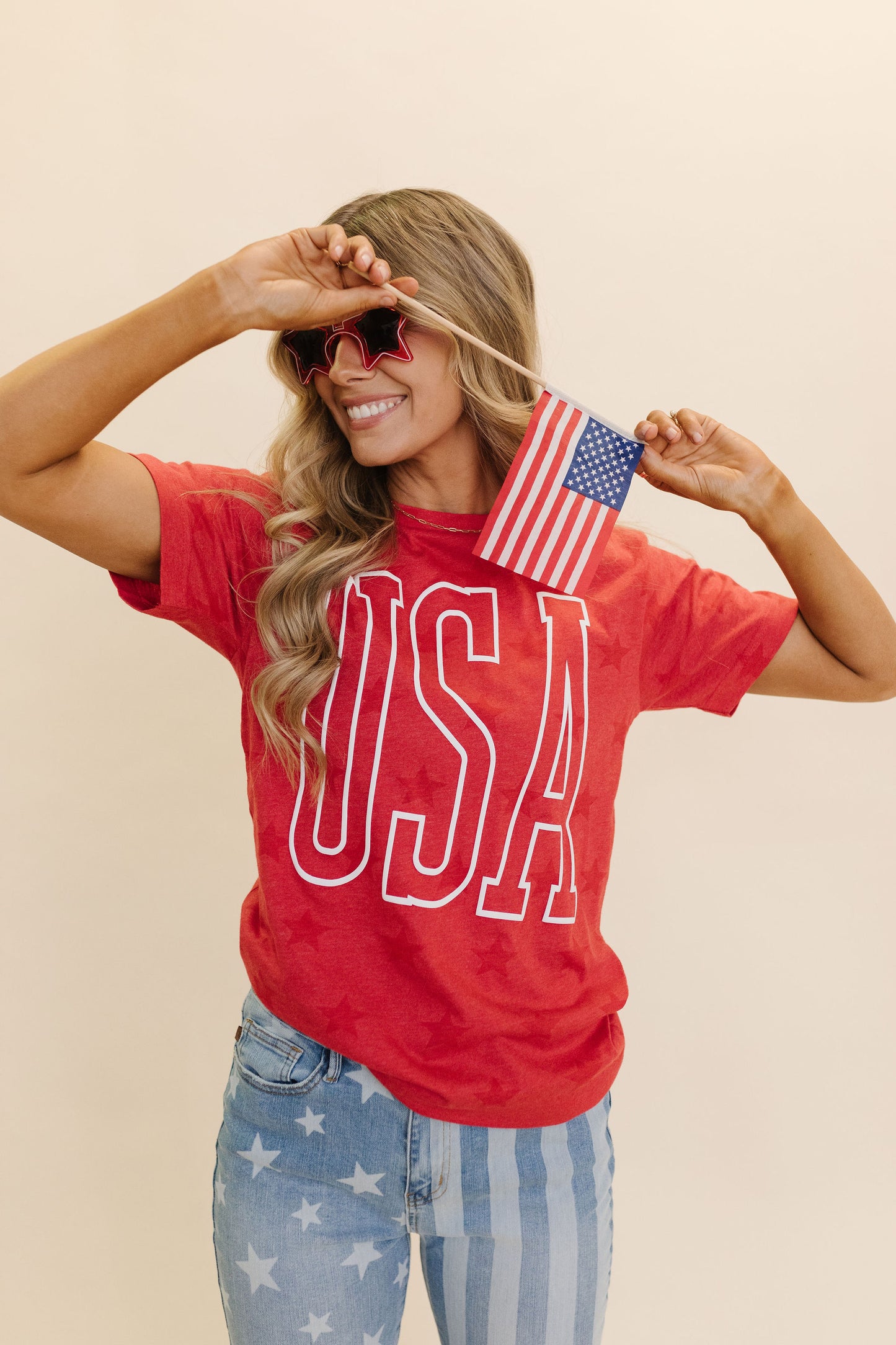 THE USA STARS TEE IN RED