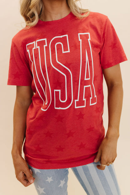 THE USA STARS TEE IN RED