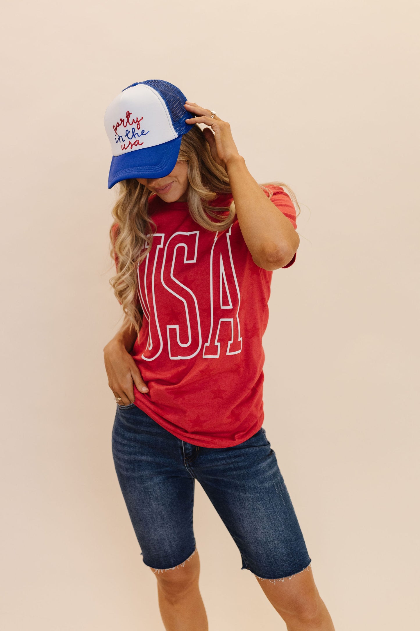 THE USA STARS TEE IN RED