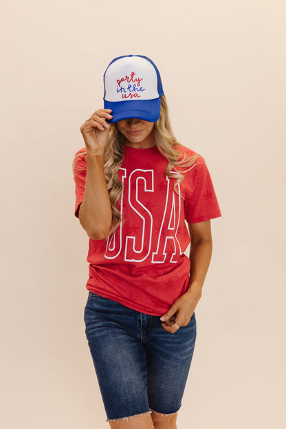 THE USA STARS TEE IN RED