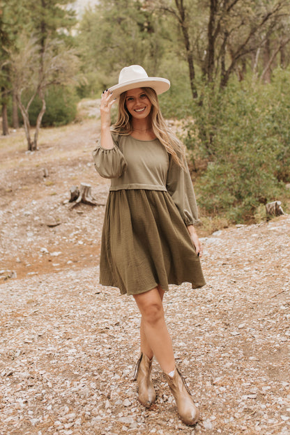 THE DAVEY SWEATSHIRT DRESS IN OLIVE