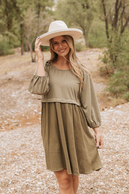 THE DAVEY SWEATSHIRT DRESS IN OLIVE