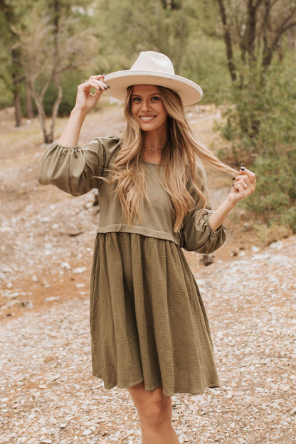 THE DAVEY SWEATSHIRT DRESS IN OLIVE