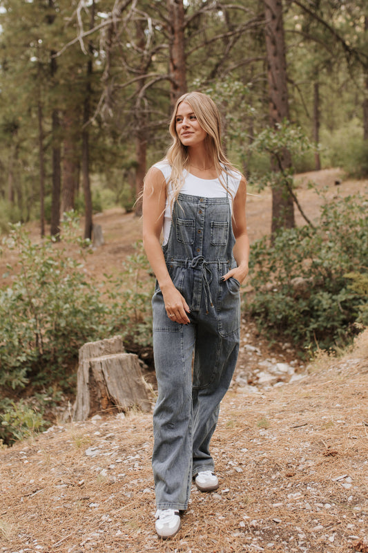 THE SANTANA DENIM OVERALLS IN DARK WASH