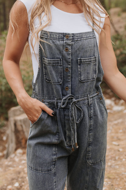 THE SANTANA DENIM OVERALLS IN DARK WASH