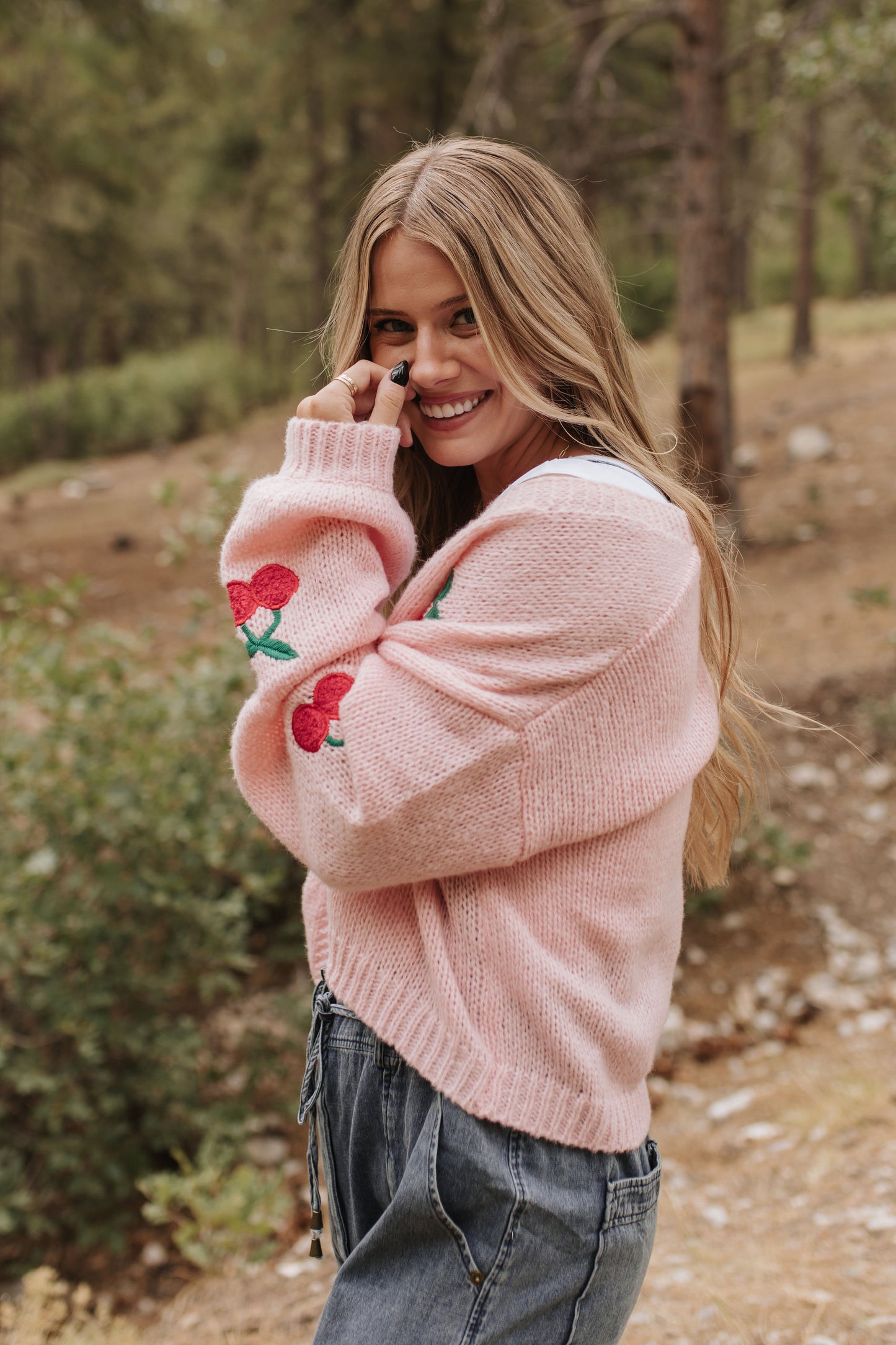 THE CHERRILYN CHERRY CARDIGAN IN PINK