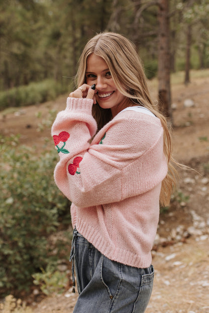 THE CHERRILYN CHERRY CARDIGAN IN PINK