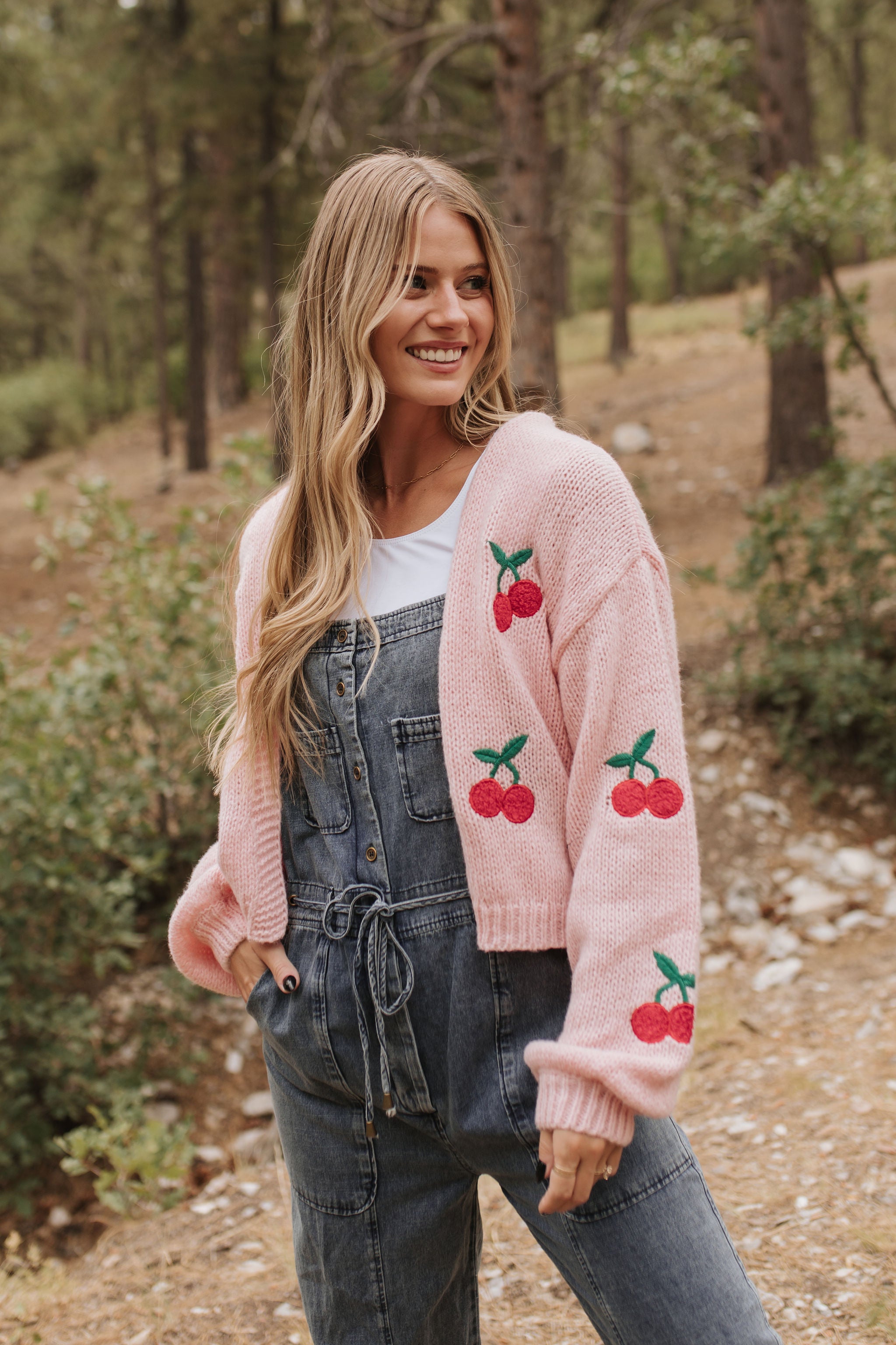 Style Melody Inc The Cherrilyn Cherry Cardigan in Pink Large