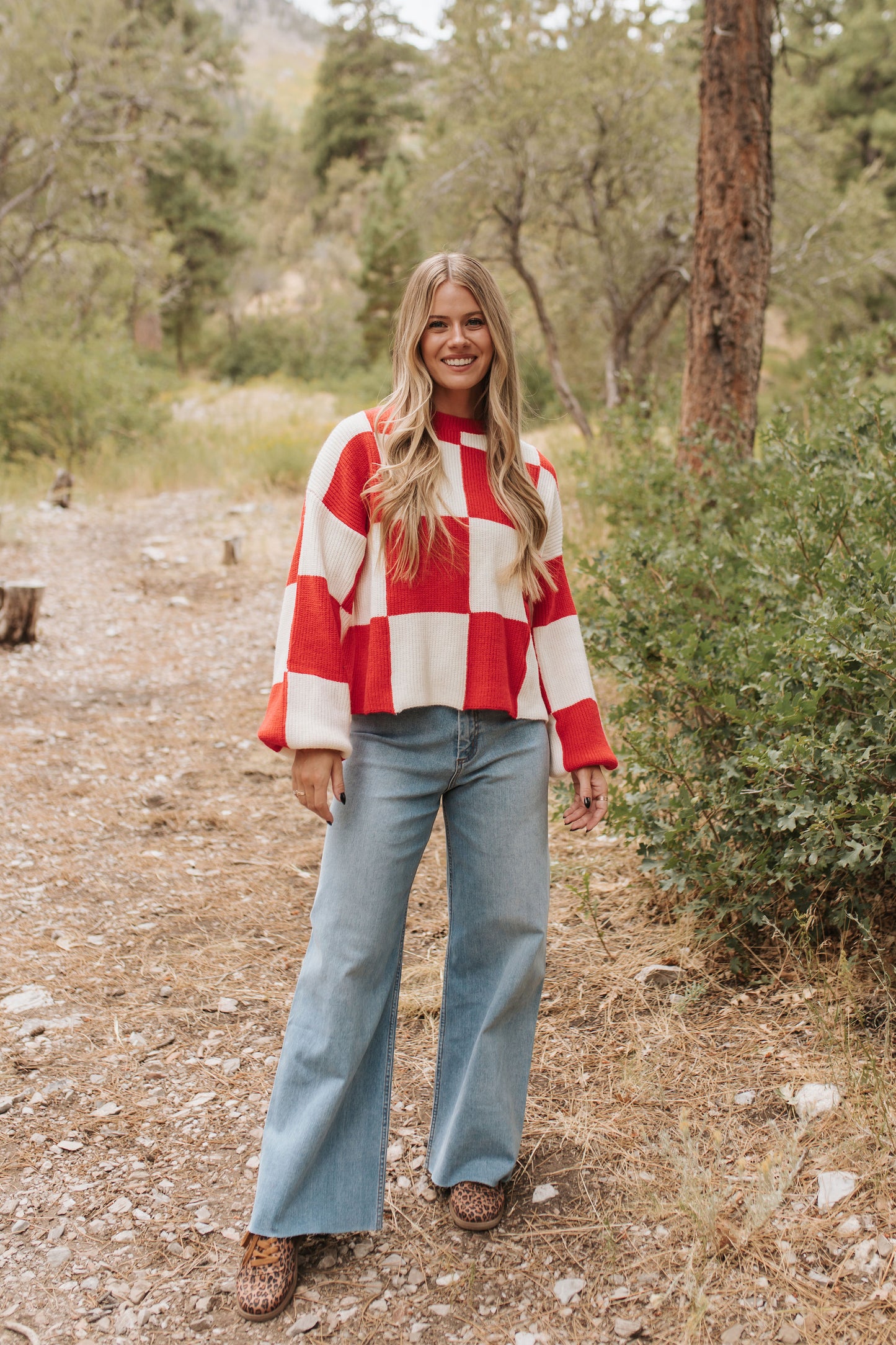 THE CHANEY CHECKER SWEATER IN RED