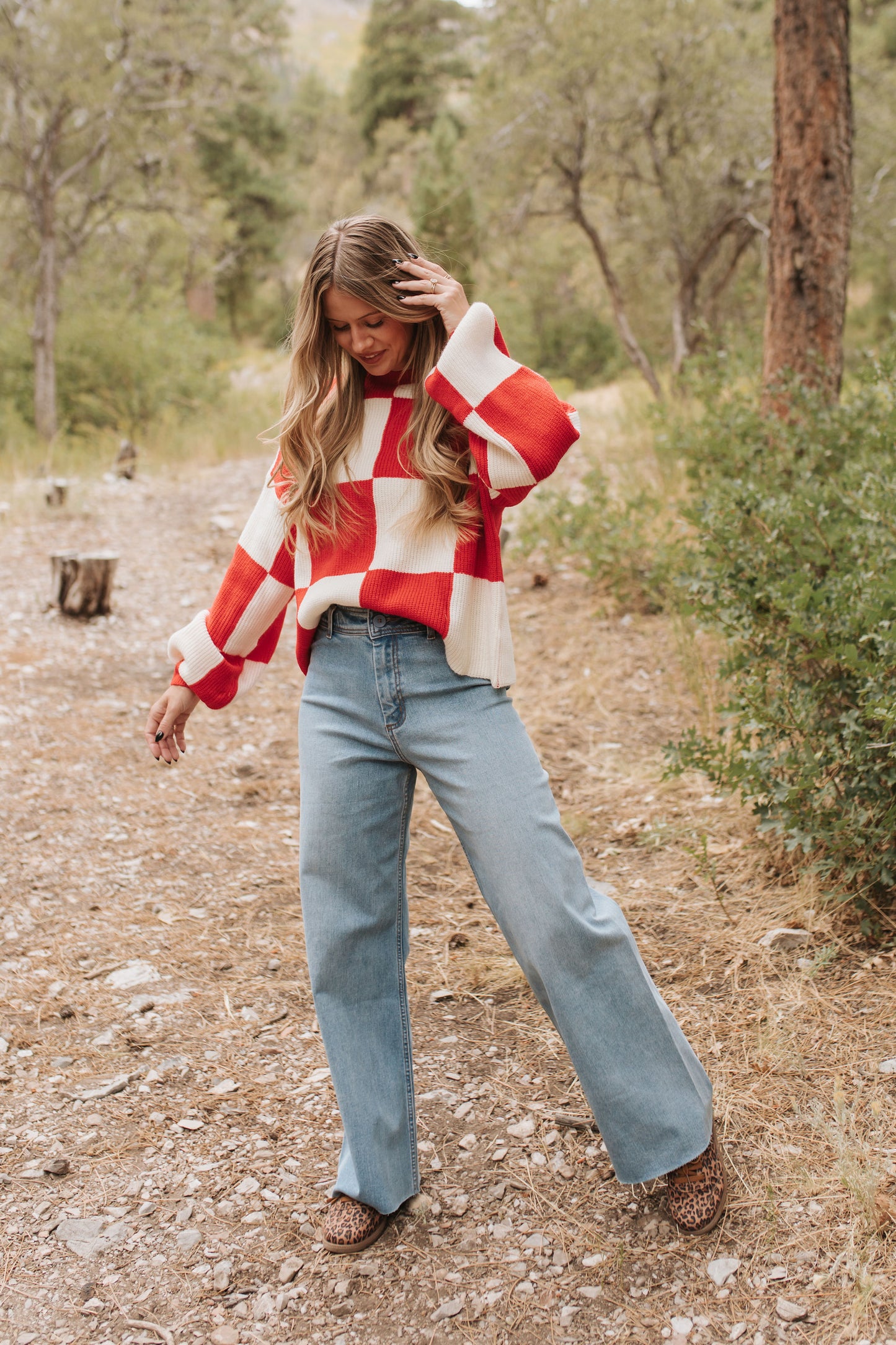 THE CHANEY CHECKER SWEATER IN RED