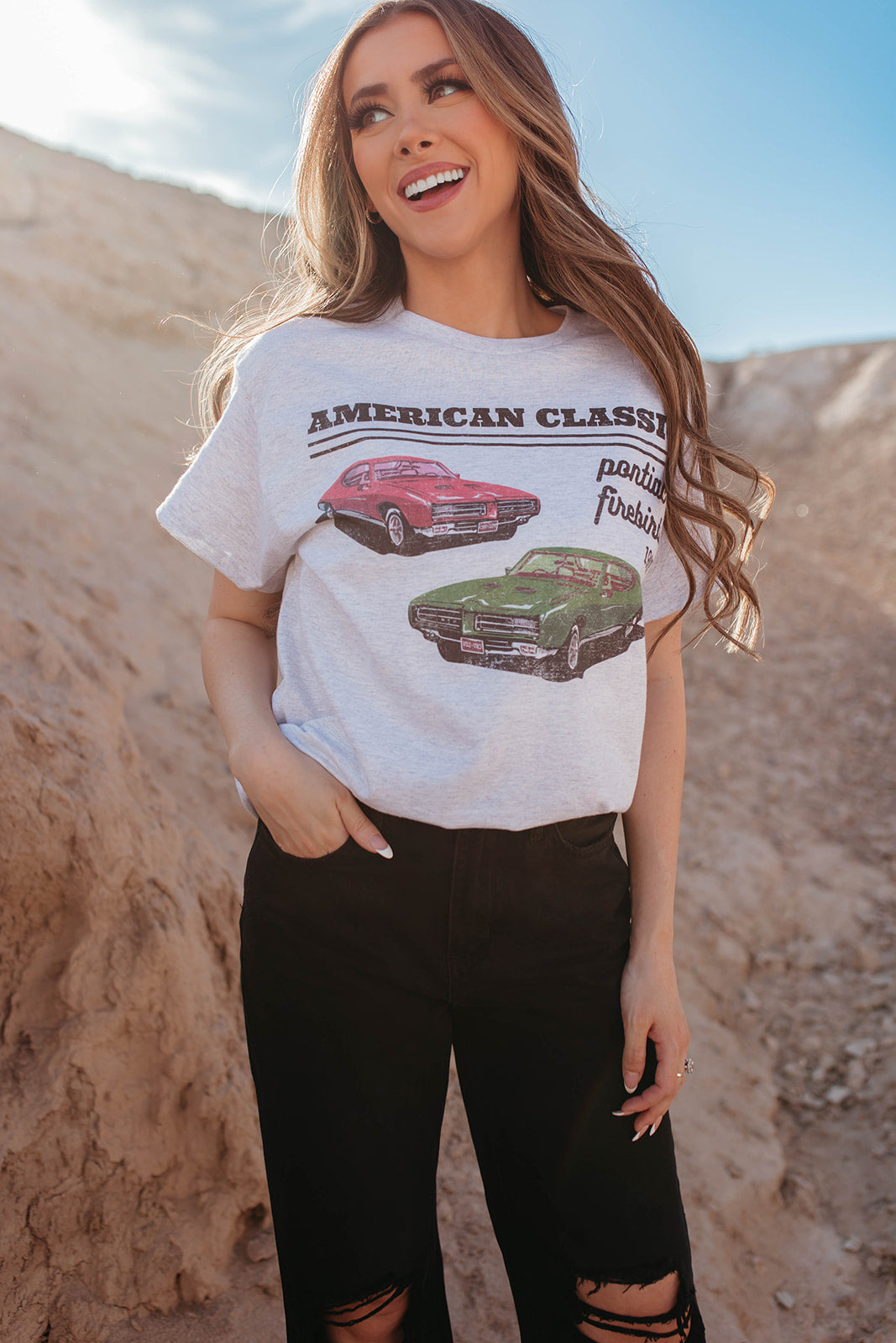 THE AMERICAN CLASSIC OVERSIZED GRAPHIC TEE IN GREY