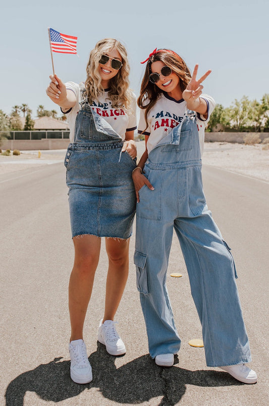 THE MADE IN AMERICA RED RINGER TEE IN WHITE BY PINK DESERT