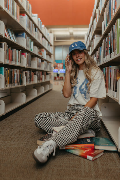 THE LANE GINGHAM STRAIGHT LEG PANTS IN BLACK