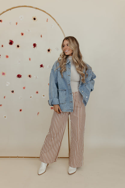 THE STACEY STRIPED WIDE LEG PANTS IN IVORY