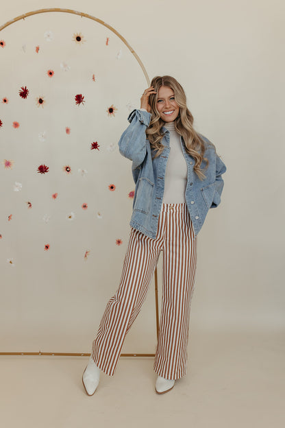 THE STACEY STRIPED WIDE LEG PANTS IN IVORY