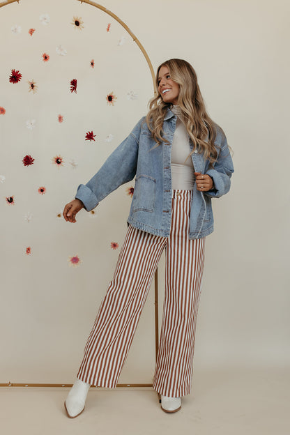 THE STACEY STRIPED WIDE LEG PANTS IN IVORY