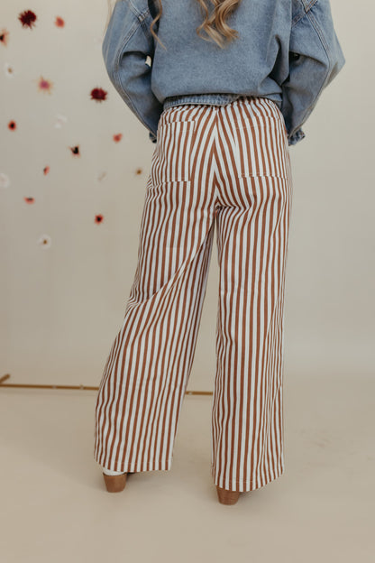 THE STACEY STRIPED WIDE LEG PANTS IN IVORY