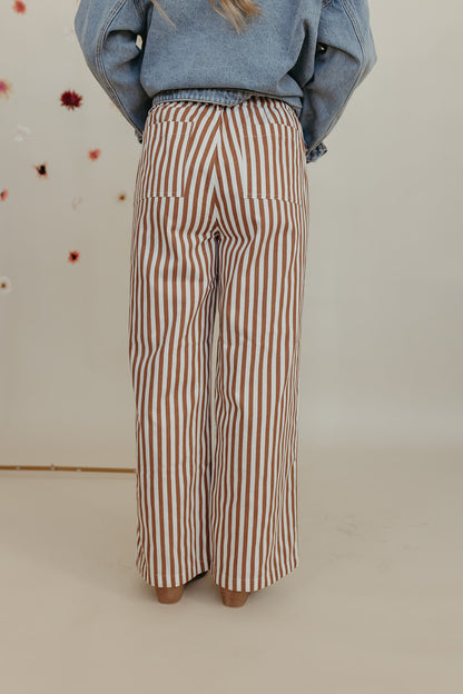 THE STACEY STRIPED WIDE LEG PANTS IN IVORY