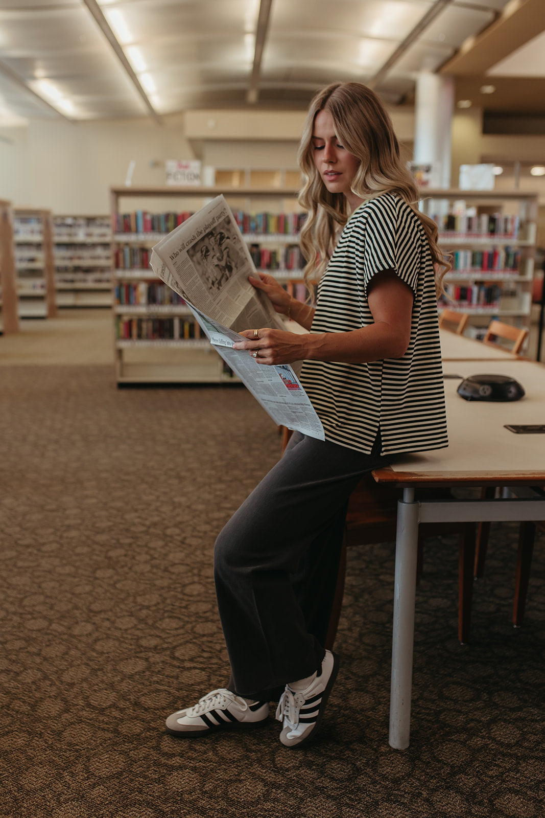 THE CICI SOFT BRUSHED TOP IN BLACK STRIPE