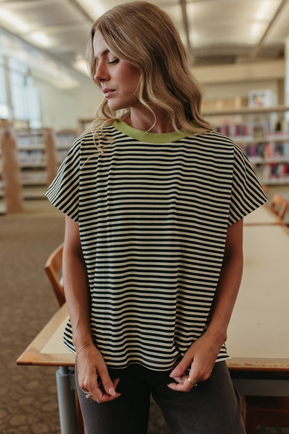 THE CICI SOFT BRUSHED TOP IN BLACK STRIPE