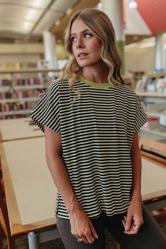 THE CICI SOFT BRUSHED TOP IN BLACK STRIPE