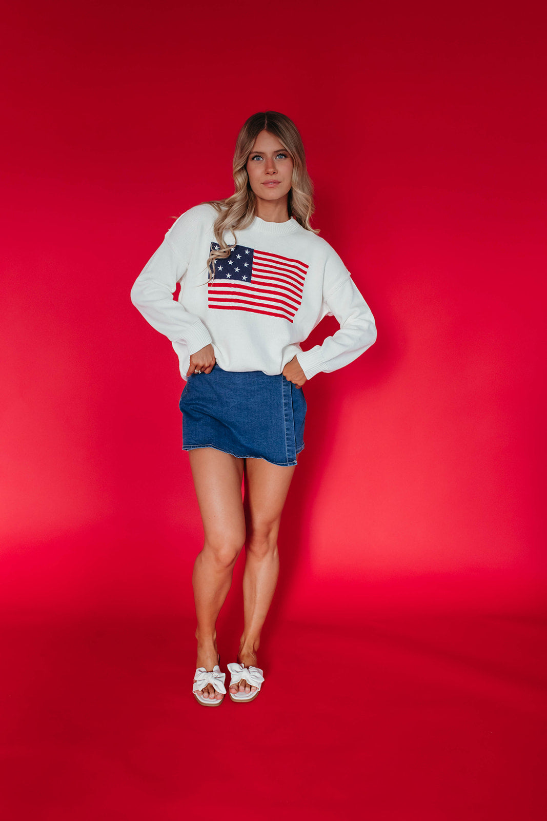 THE AMERICAN FLAG SWEATER IN IVORY